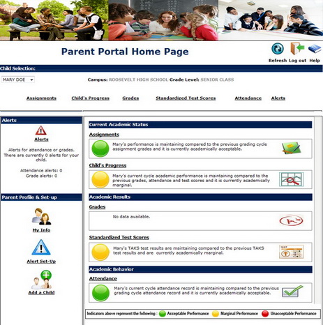 K12 Excellence parent portal home page
